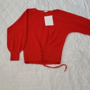 Lace-up front dolman pullover